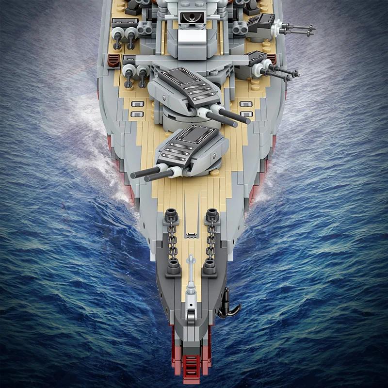 2081pcs Military WW2 Bismarck Battleship Large Boat Cruiser Model Weapon Building Blocks MOC Warship Set Toys for Children Gifts