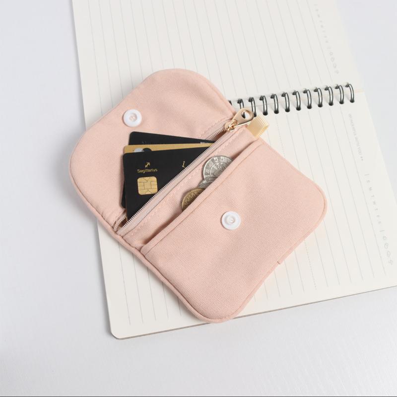 Portable Mini Cash Wallet Solid Color Cotton Cosmetic Bag Soft Lightweight Earphone Bag Women