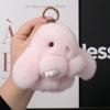 Cute Faux Mink Fur Plush Bunny Pendant Keychain Charm