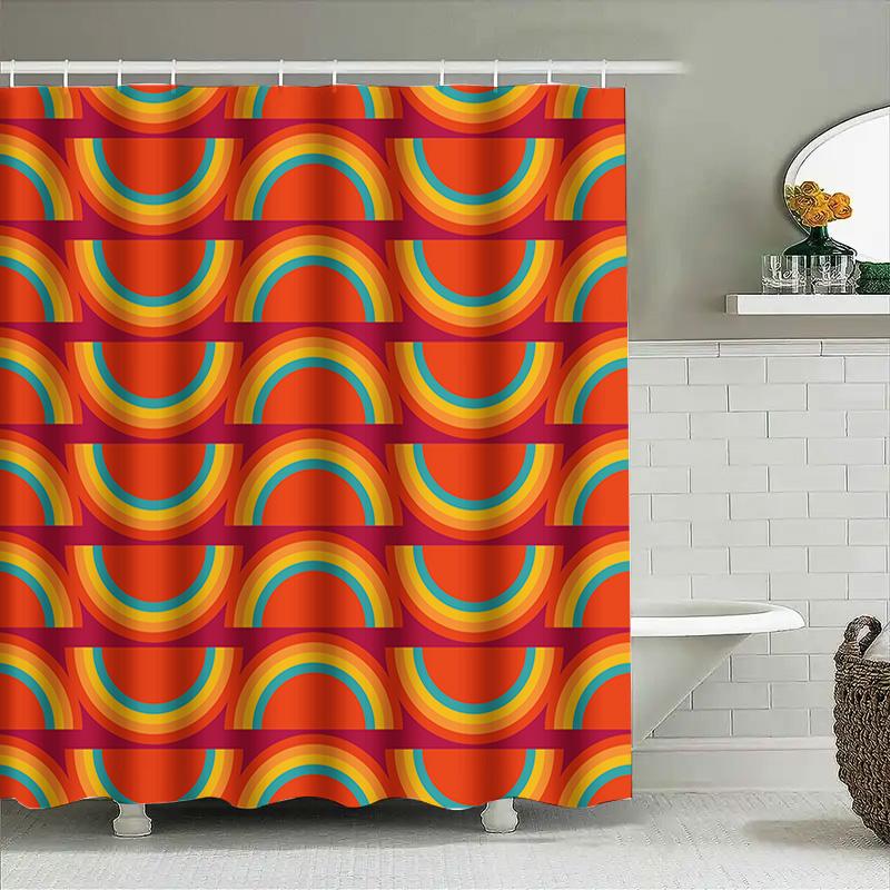 Vibrant Retro Circles Shower Curtain Bold Bath Decor For Your Home