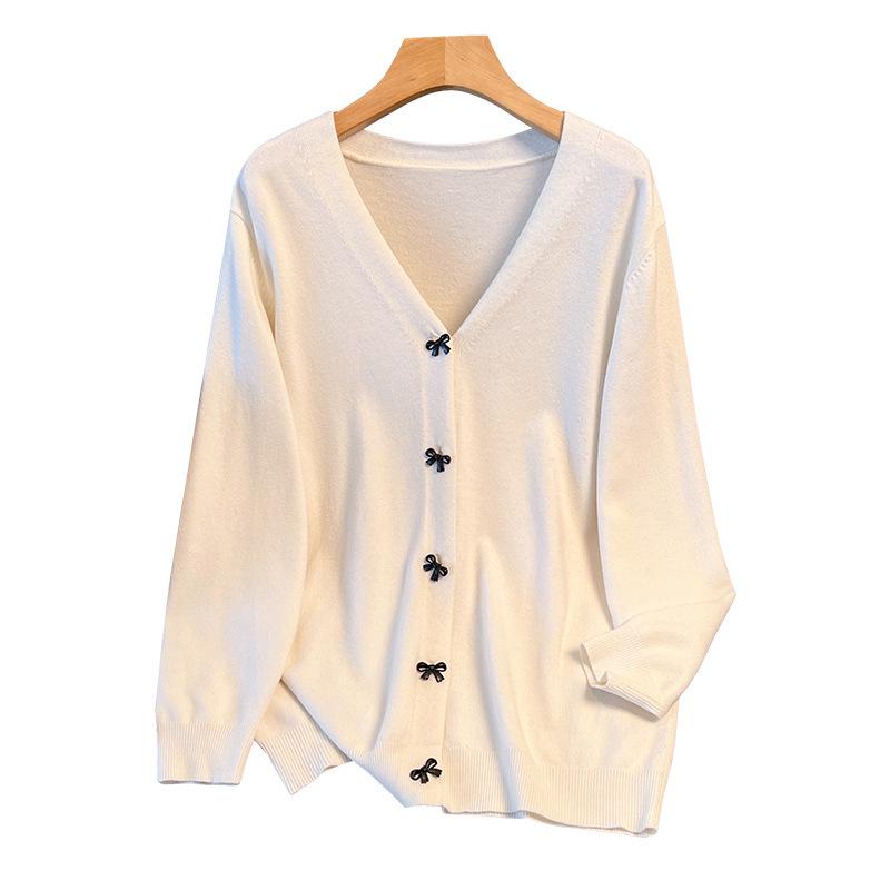 Plus Size Women's Cardigan Sweater, Bust 150-160 Cm, Loose Knitwear Jacket for Sizes 200-350 Jin