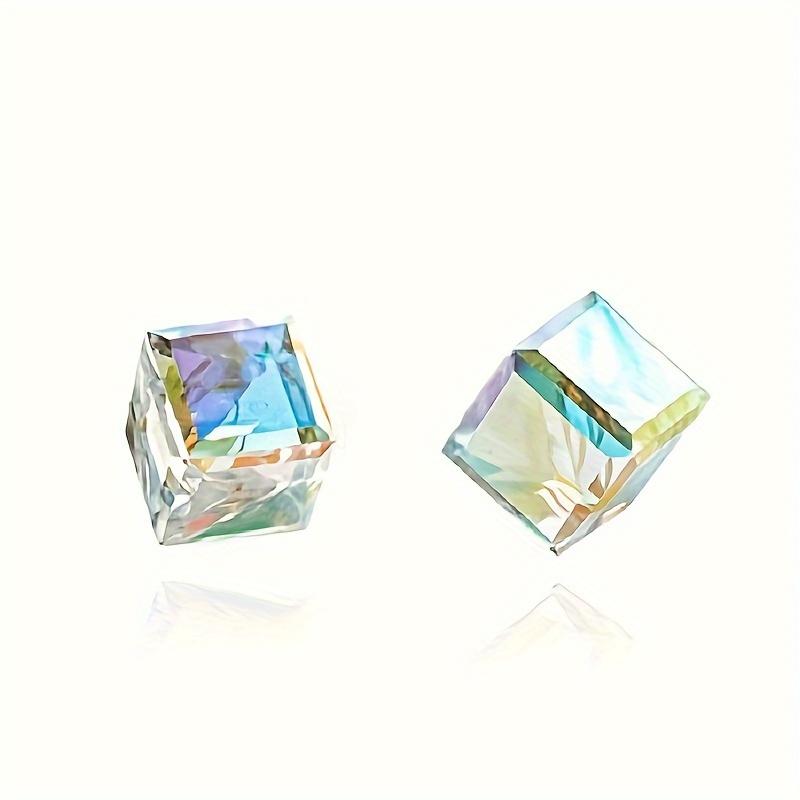 Fashionable Small Cubic Crystals Water Cube Stud Earrings Simple Dreamy Niche Design Jewelry For Women Accessories Ear Rings