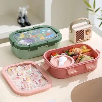 Plastový Bento Box Velkokapacitní Krabička na Oběd s Polévkovou Miskou a Lžící Děti Škola Piknik Přihrádkový Nádoba na Jídlo Dárky
