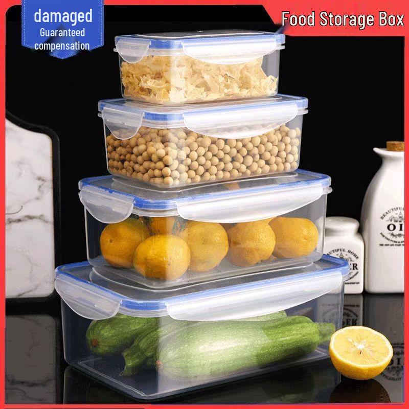 Food-Grade Transparent Rectangular Storage Box with Lid