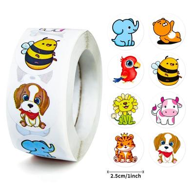 500pcs Cute Animal Stickers for Children Small Roll Pack Cartoonl Stickers Photocard Decor Kids Packaging Rolling Lable Sticker