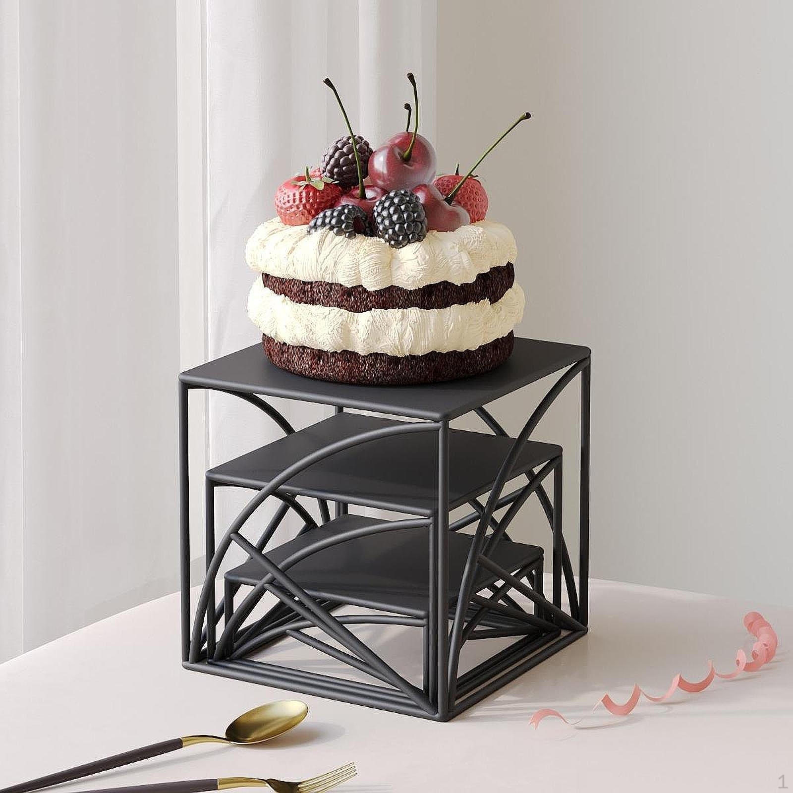

3Pcs Display Risers Підставка для кексів Зберігання їжі Торт Настільна стійка для ювелірних виробів Полиця для громадського харчування Браслети чорний