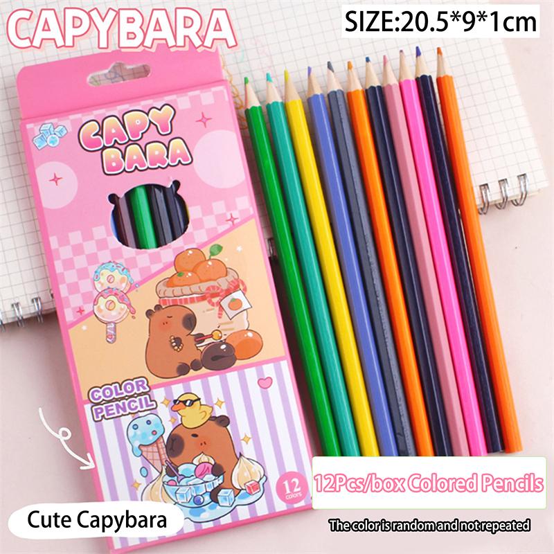

Набор из 12 шт. мультяшных капибар, деревянных цветных карандашей, карандаши для рисования, художественные карандаши для живописи и эскизов, школьные и офисные принадлежности, подарок