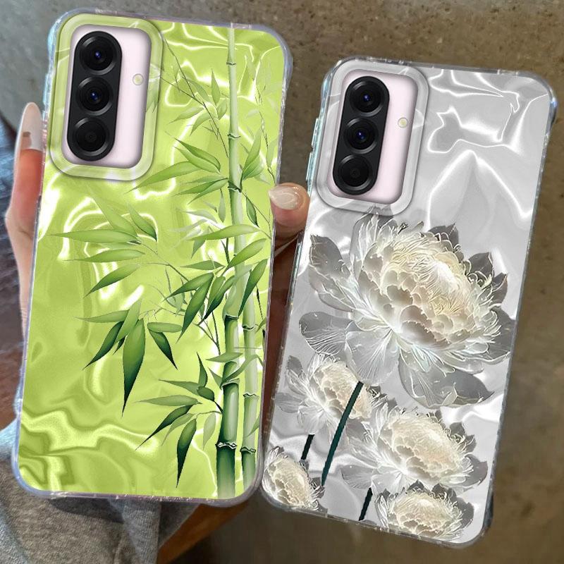 Bamboo Leaf Flower Girls Case For Samsung Galaxy A56 A16 A26 A36 A06 A55 A35 A25 A15 A12 A32 A54 S24 S25 S22 S23 FE Fundas Cover