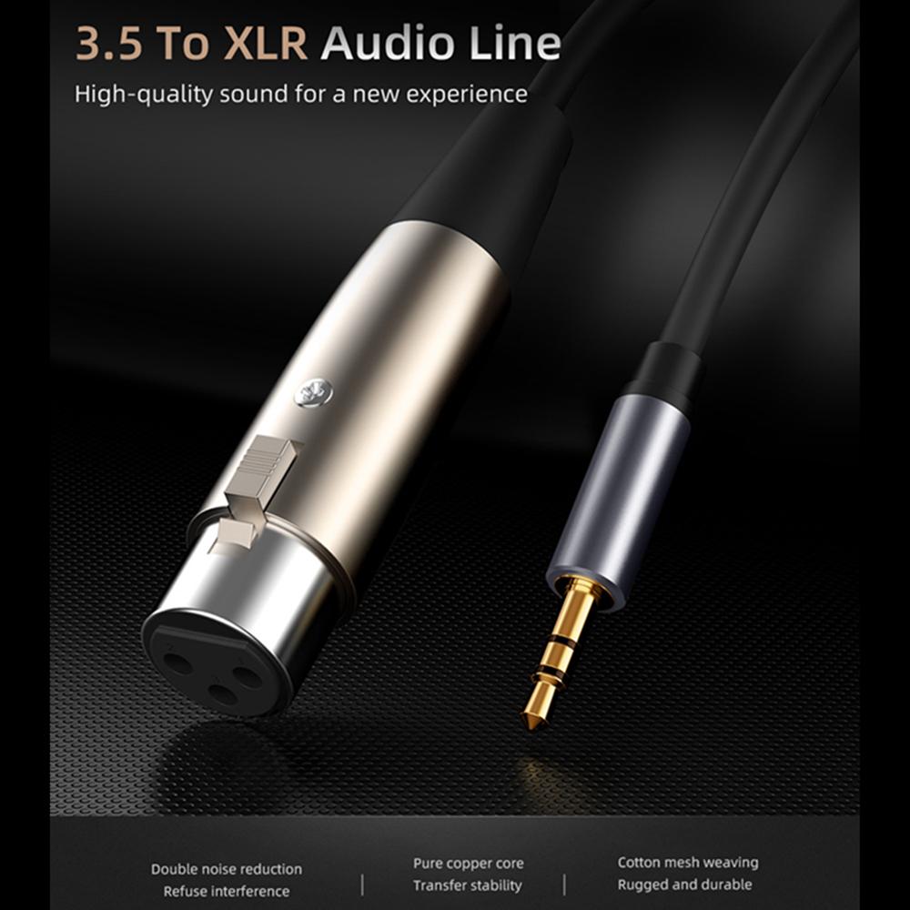 4.9Ft 3-Pin XLR Female To 3.5mm TRS Male Balanced Stereo Audio Cable Cord Black