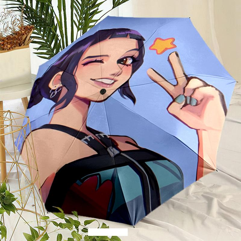 KPop Demon Hunters ZOEY Umbrella with Automatic Open/Close & Self-8-Rib Heavy-Duty Umbrella, Compact Travel Umbrella Suitable for Outdoor