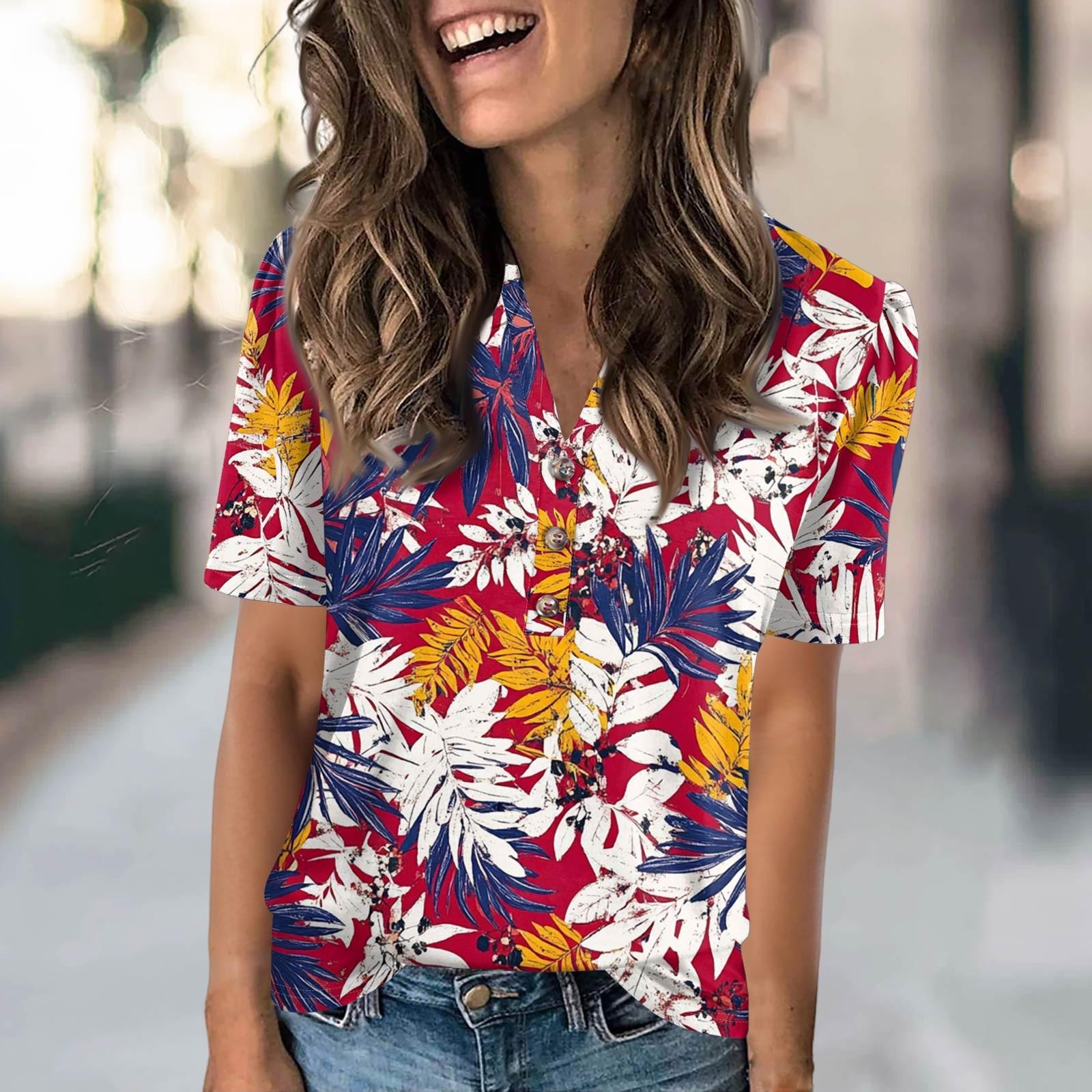 

Женская модная повседневная футболка с полосатым принтом и V-образным вырезом, коротким рукавом, на пуговицах XL