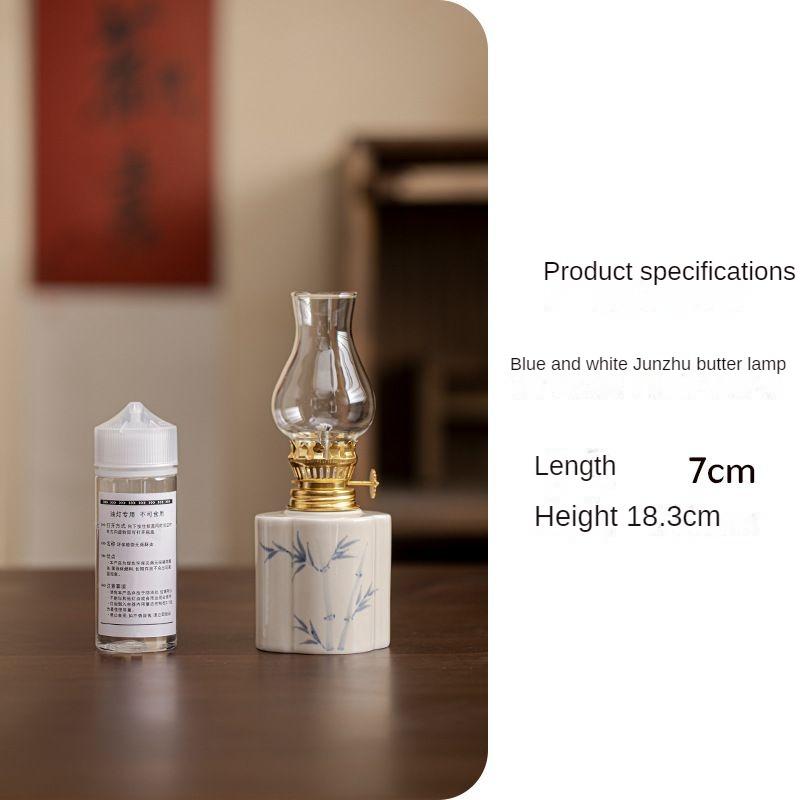 

Hand-painted Ceramic Butter Lamp Tea Space Candle Holders Outdoor Camping Atmosphere Lamp Decoration Tea Ceremony Accessories
