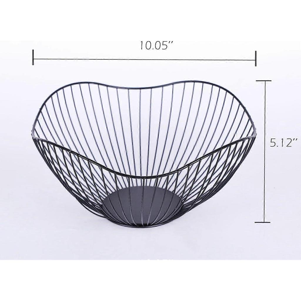 Modern Gold Fruit Bowl - Gold Metal Fruit Basket - Gift Basket for Fruits, Vegetables and Bread, (Black)