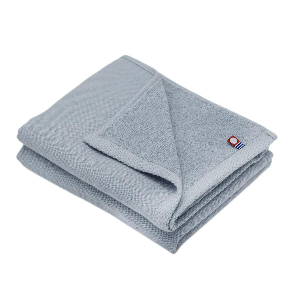 Broccoli House Imabari Pile Gauze Face Towels of Made in Cotton & (Set 2) 34x80cm, Thin, Quick-Drying, Absorbent, Japan, 100% (Ash Blue)