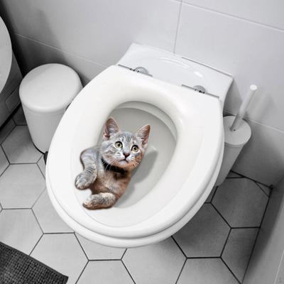 Cartoon Toilet Seat Cover Stickers, Cat Cute Cat, A