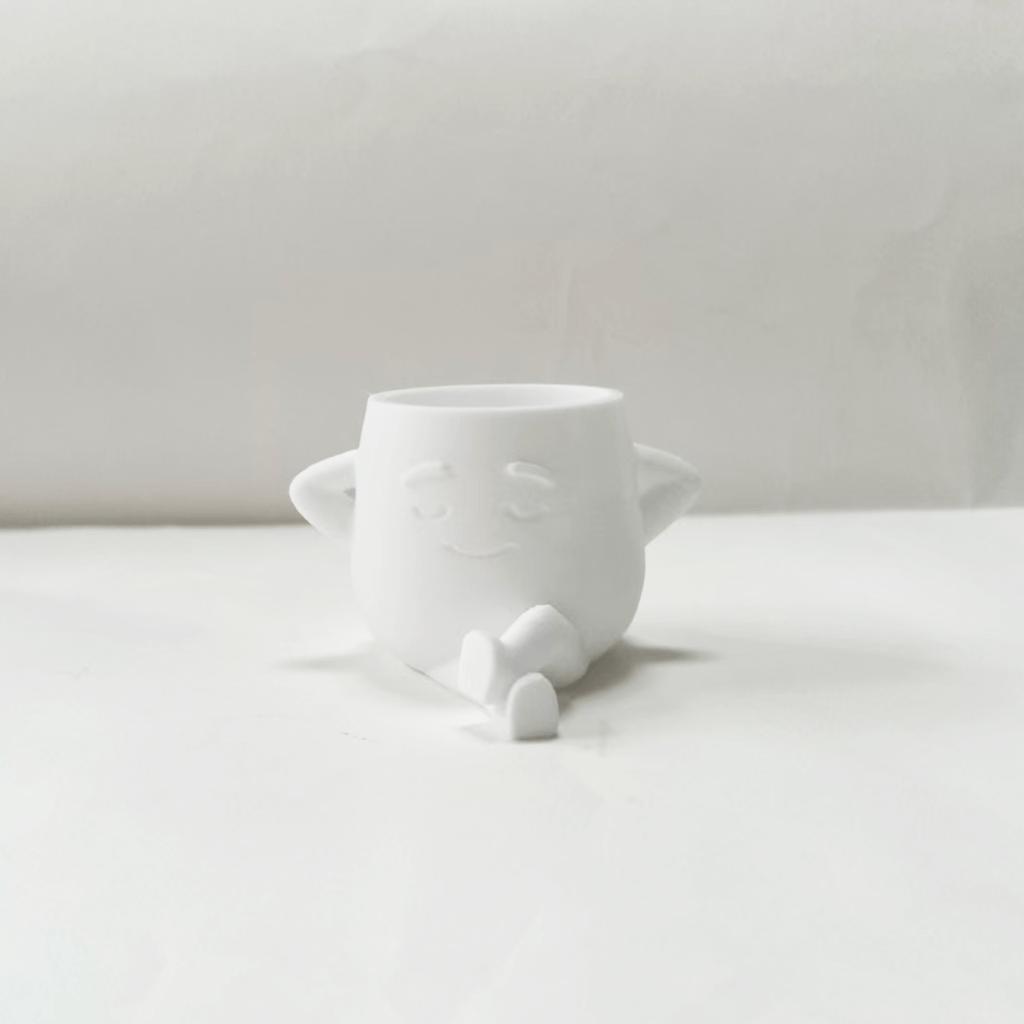 1PC Comfortable Enjoy Life, Mini Succulent Potted Plant Pot, Plastic Material, Cute Leg Cross Smiley Face Flower Pot