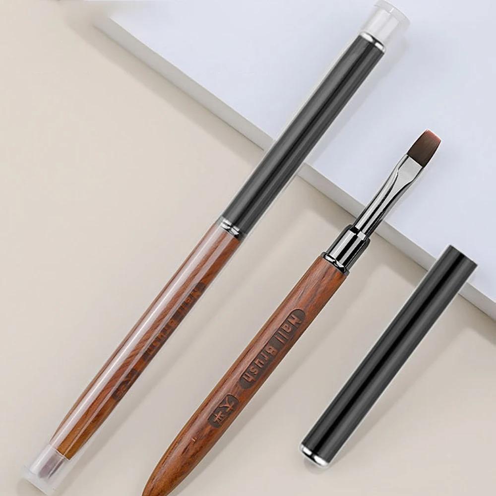 Wooden Nail Art Brush DIY Painting Brush No Brush Marks Nail Art Liner Brush with Pen Cap No Shedding Phototherapy Pen