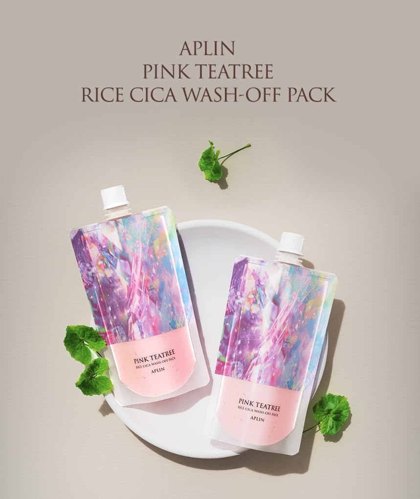 APLIN Masque Lavable Pink Tea Tree Riz Cica, 200g. Hydratant pour peaux sensibles, grasses et sèches. Produits cosmétiques coréens. [Officiel]