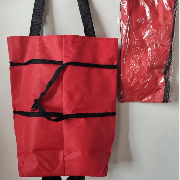 Cărucior de cumpărături pliabil din poliester cu roți - Geantă cărucior portabilă