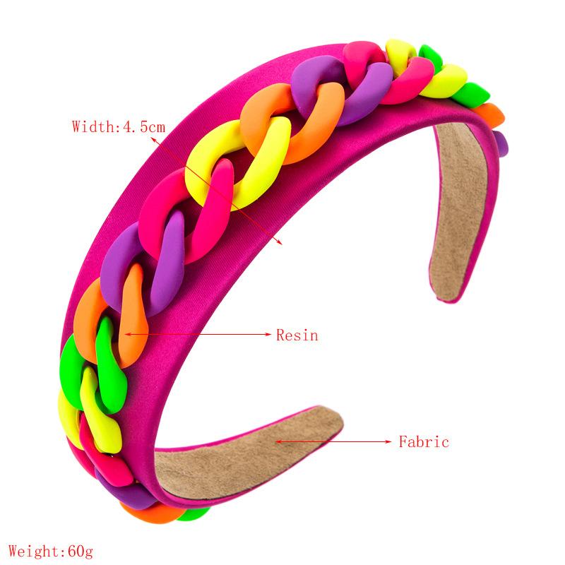 Women's Rural Wide Edge Color Chain Decoration Makaron Color Headband