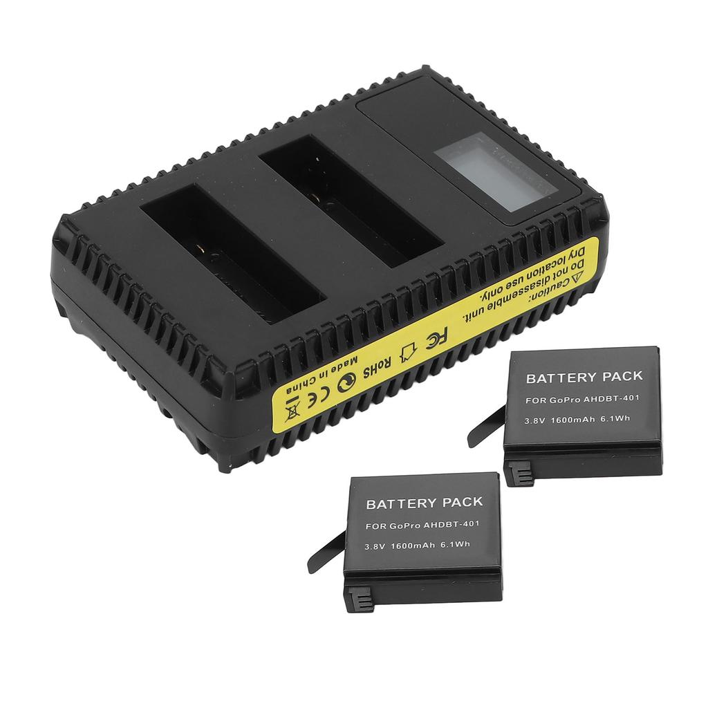 Camera Battery Charger Dual Slot LCD Display Safe USB Battery Charging Station for Hero 4