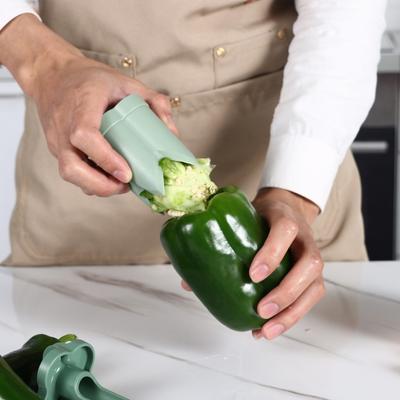 Pepper Corer 2 em 1 Removedor de caroço de pimentão Utensílio de cozinha Torça e puxe Removedor de sementes para vegetais e frutas