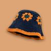 Summer Sunproof Crochet Bucket Hat Ladies Spring Commute Camping Fisherman Cap with Flower Pattern for Girlfriend