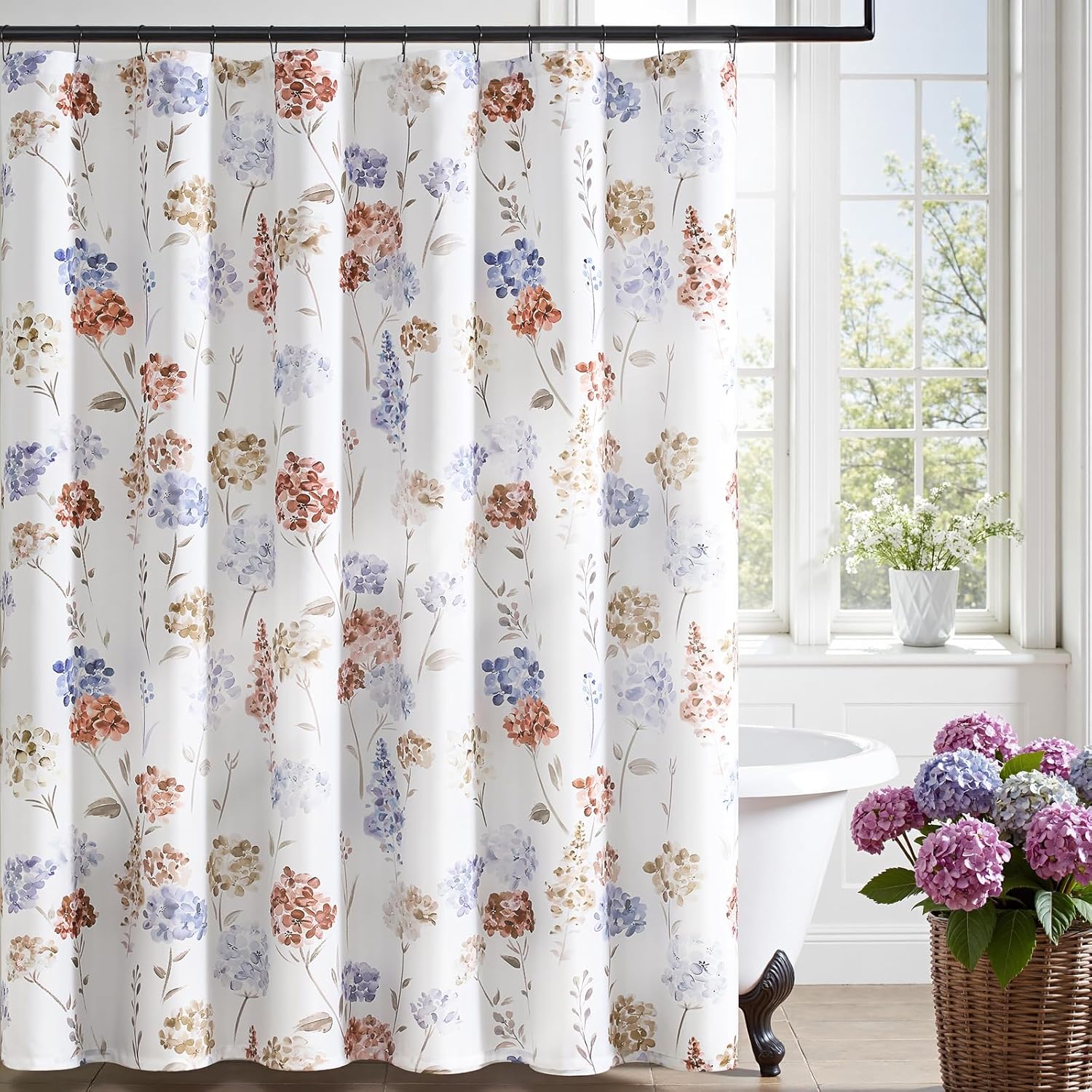 

Vintage Floral Shower Curtain Waterproof Fabric Botanical Flower Plant Shower Curtains For Bathroom Elegant Luxury With 12 Hooks W60H190(CM)-1 Pcs