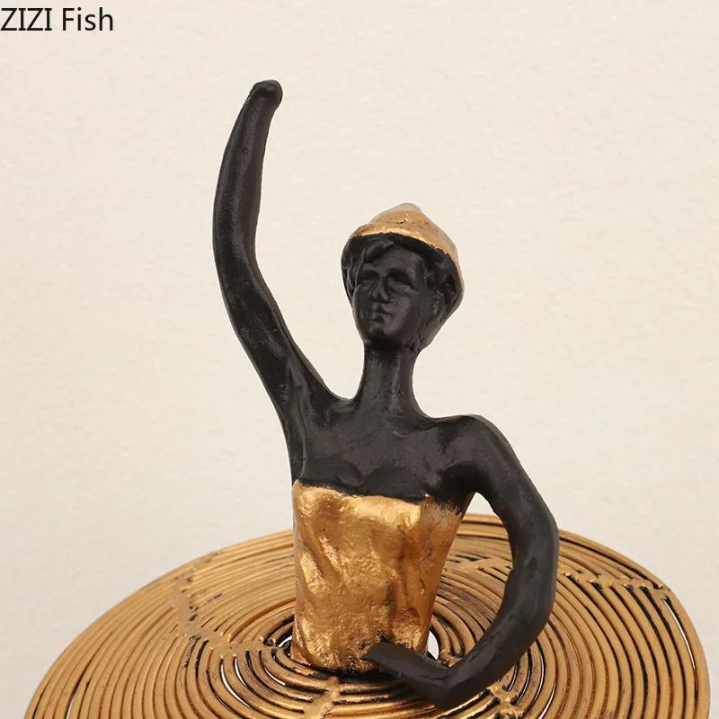Creative Ballet Dancer Figures Statue Desk Decoration Ornaments Golden Ballerina Character Sculpture Room Aesthetic Decor
