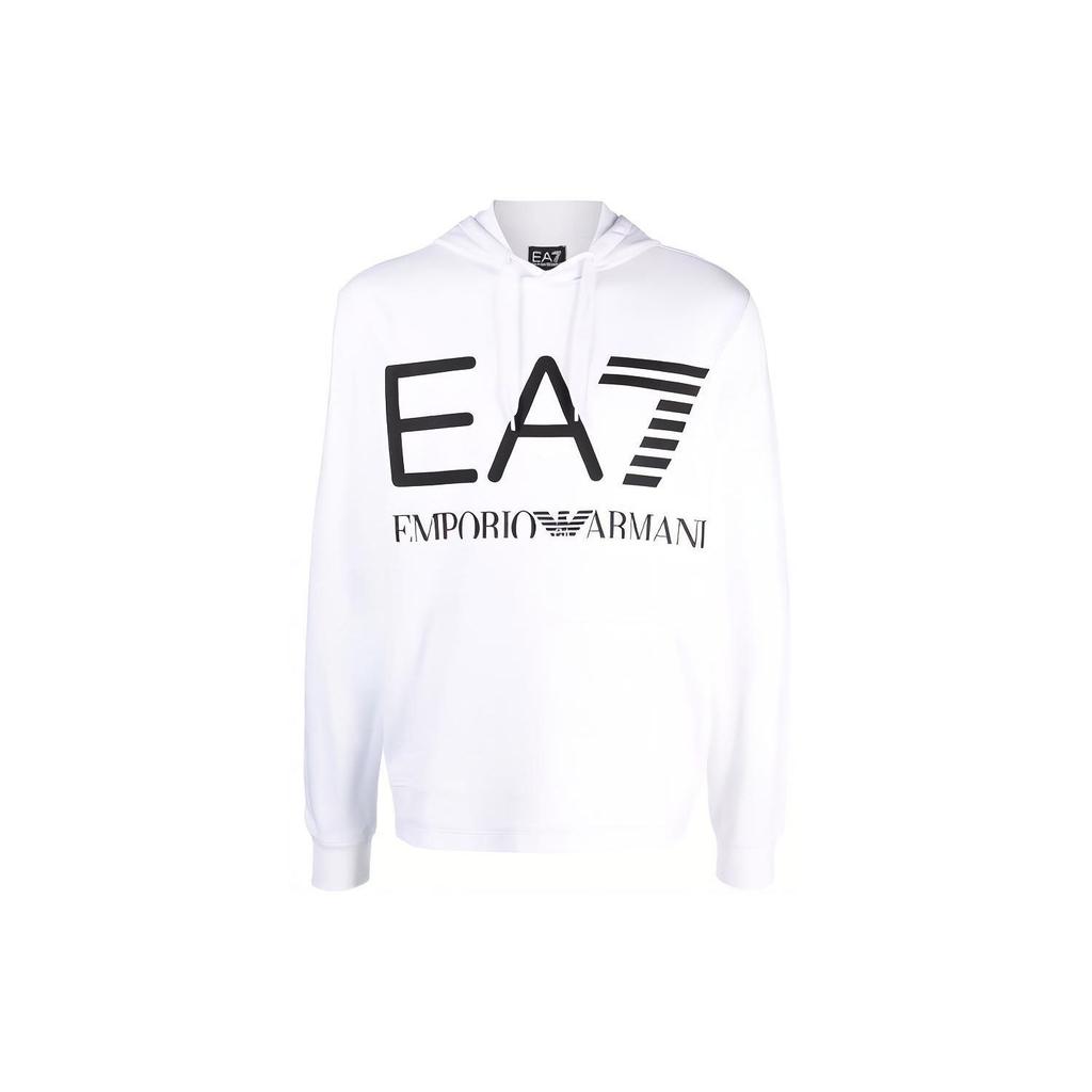 Emporio Armani EA7 Logo Letter Print Hooded Long Sleeve Sweatshirt Men Sweatshirt White 6KPM69-PJBWZ-1100