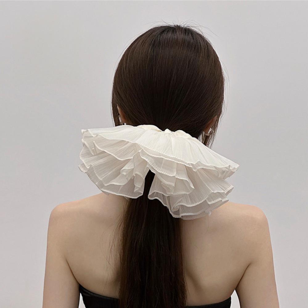 Koreanisches Retro Braut Rüschen Doppel-Layer Scrunchie Haaraccessoire