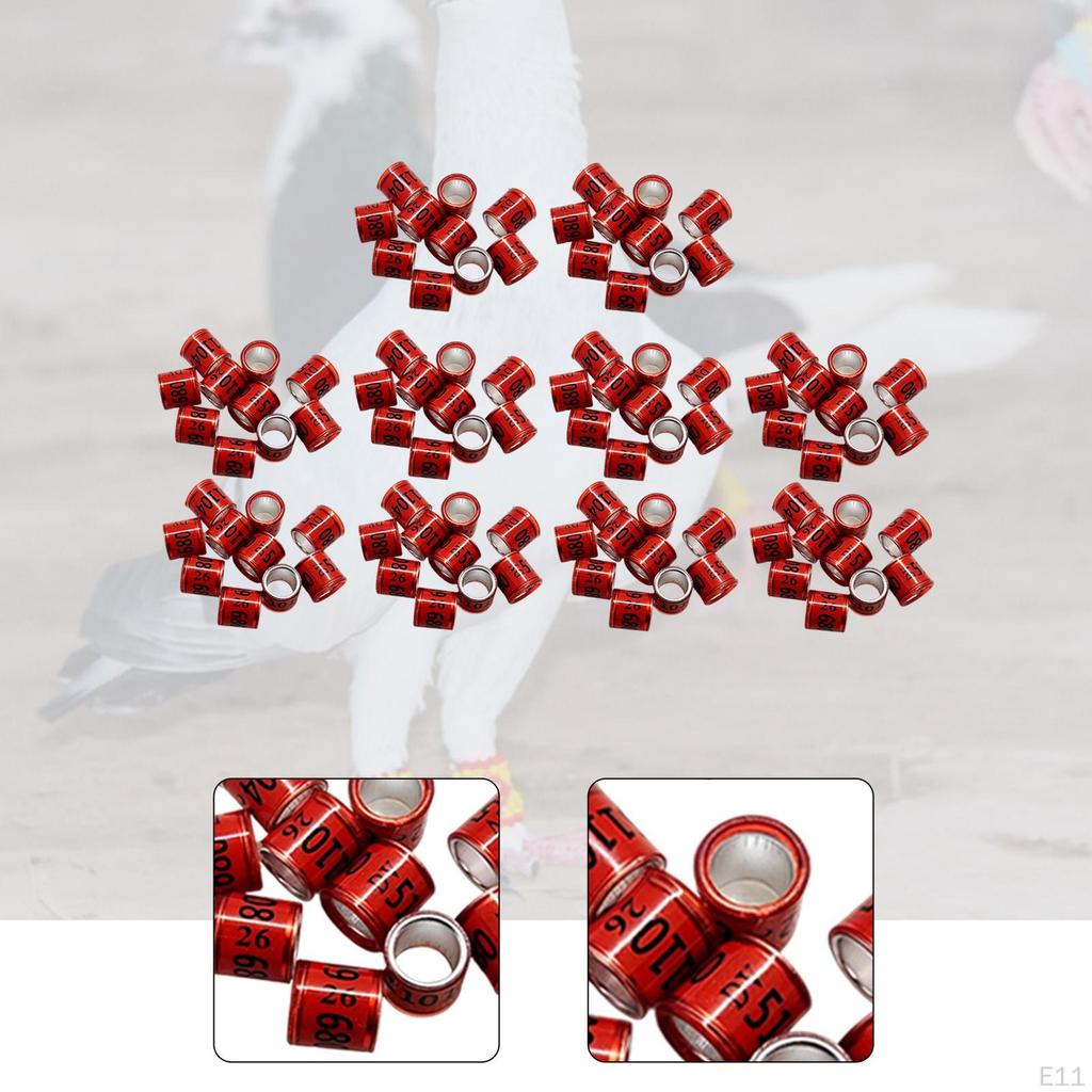 100 Pieces Pigeon Leg Rings Dove Poultry Supplies Reusable Identifying Bands Tags for