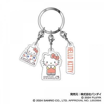 Sanrio Peko X Sanrio Characters Triple Acrylic Keychain 01 Hello Kitty