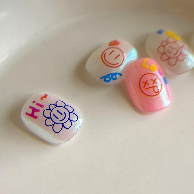Adesivos de Unha de Expressão Fofa, Decalques de Decoração de Unha com Relevo 3D de Flor de Girassol, Adequados para Arte de Unha Feminina
