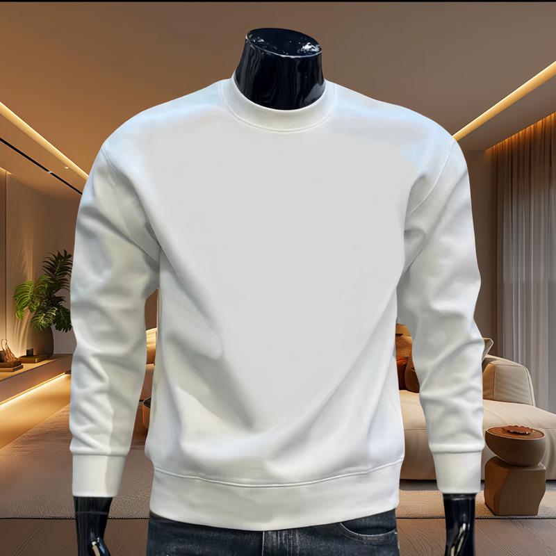 

Men s Slim Fit Solid Color Hoodie T-Shirt: Autumn/Winter, Long Sleeve, Round Neck 2XL