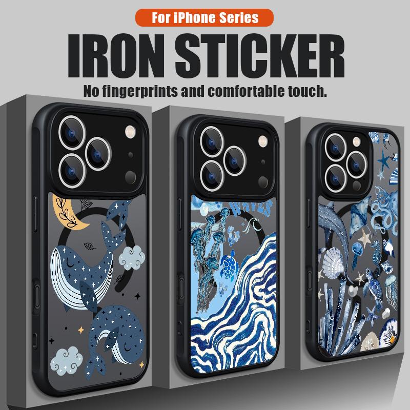Dolphins Turtles Magnetic Phone Case For iPhone Air 17 16 15 14 Pro Max 13 12 Pro Max 11 16 Plus Magnet Soft Edge Acrylic Cover