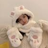 Korean-style Women's Autumn and Winter Hat, Scarf, and Hat Three-piece Set with Cute Bunny Ears, Versatile, Thickened, Warm, Casual and Versatile