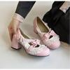 Sweet Design Girl Thick Heel Women JK Mary Jane Shoes Butterfly-knot Chunky Lolita Shoes Spring Women Elegant Party Dress Pumps