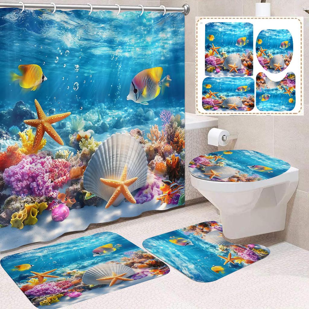 31Style 4Pcs Funny Shower Curtains Bathroom Curtain With Hooks Decor Waterproof Cat Dog 3d Bath 180*180cm Creative Personality Shower Curtain