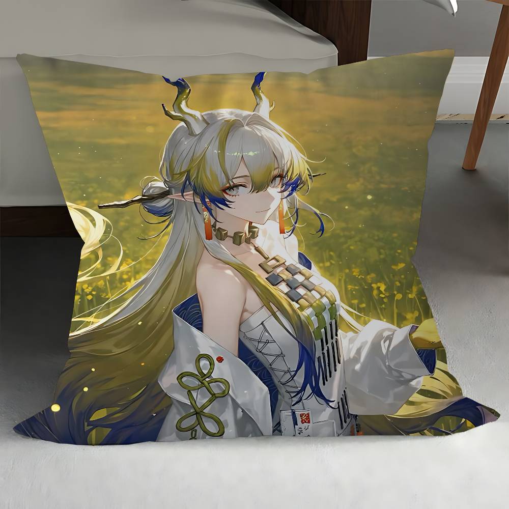 Arknights Shu Kissenbezüge Cartoon Sofa Dekorative Zuhause Doppelseitiger Druck Kurzplüsch Niedlicher Kissenbezug