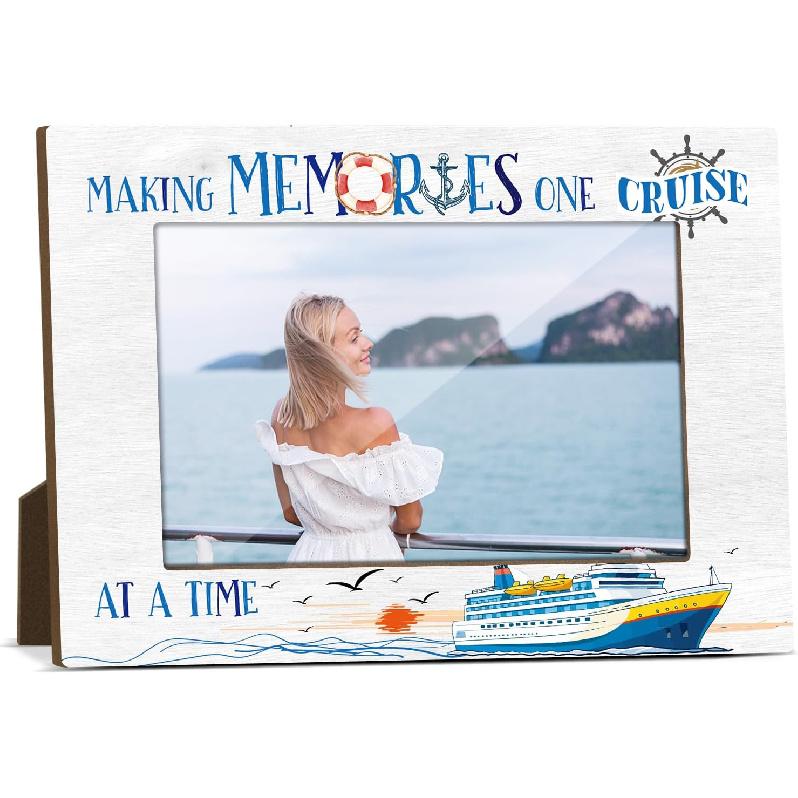 Making Memories One Cruise Wood Photo Frames for Holiday Decors Coastal Picture Frames for Desk Photo Gifts for Cruise Lovers Gifts Wooden Picture