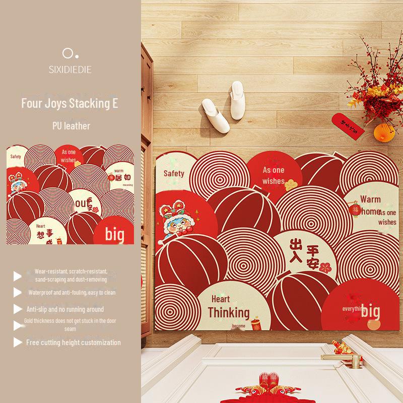 Premium Non-Slip PVC Leather Entrance Door Mats - Wash-Free and Dirt-Resistant