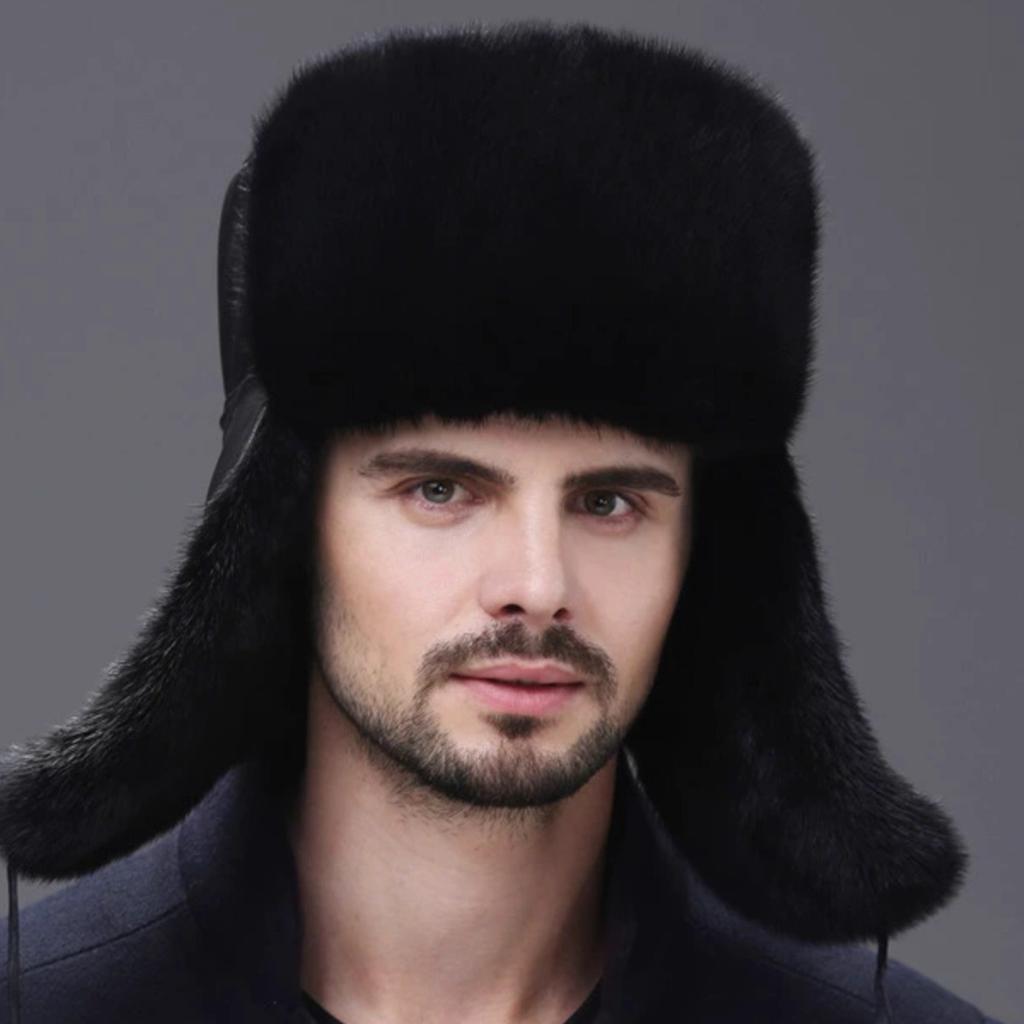 Cheney Fox Mink Hat Male Middle-aged and Elderly Outdoor Warmth in Winter Leather Ear Protection Whole Mink Fur Hat