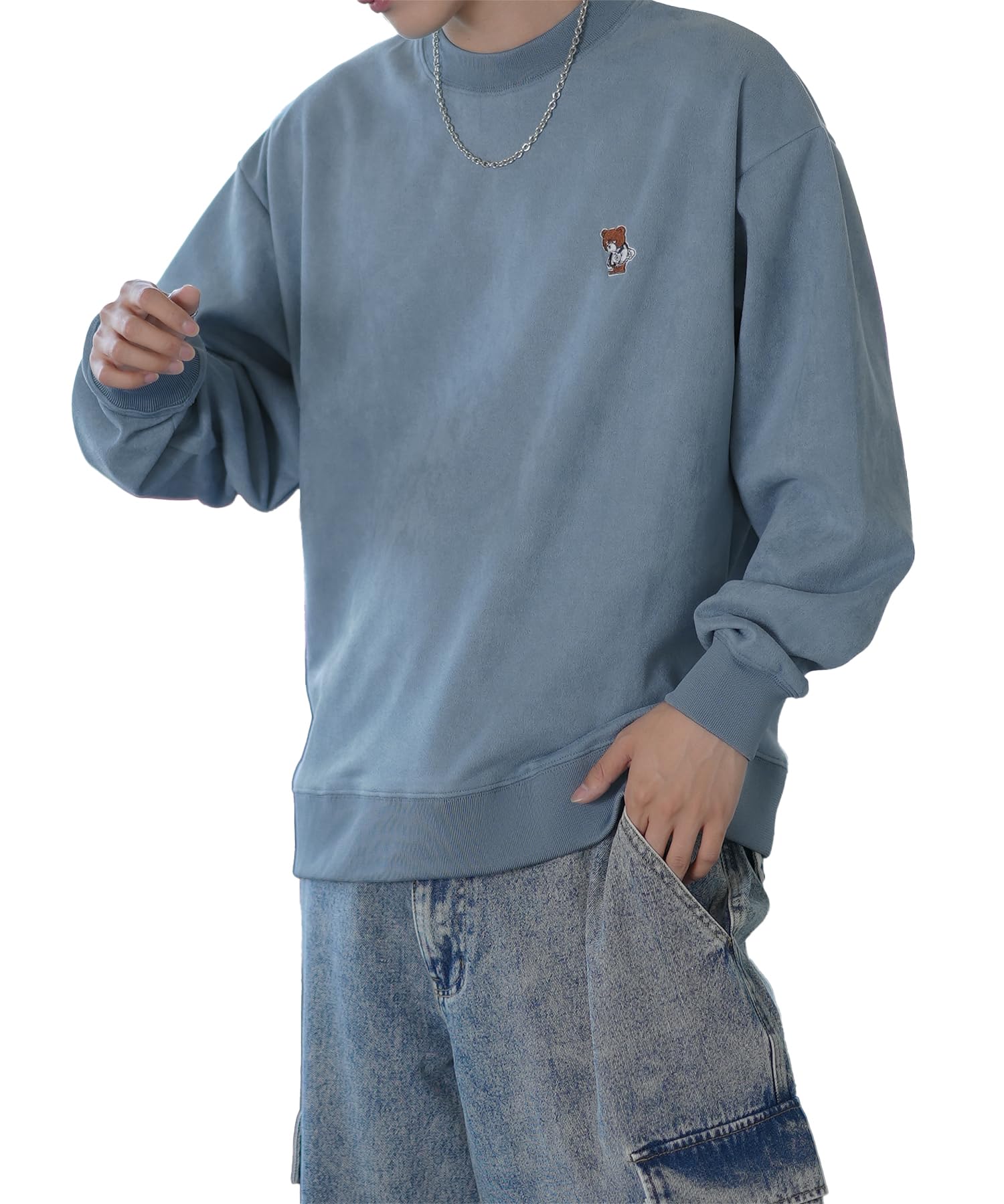

Improves SIDEWAYSTANCE Men s Suede Punch Sweatshirt, Blue, 70399
