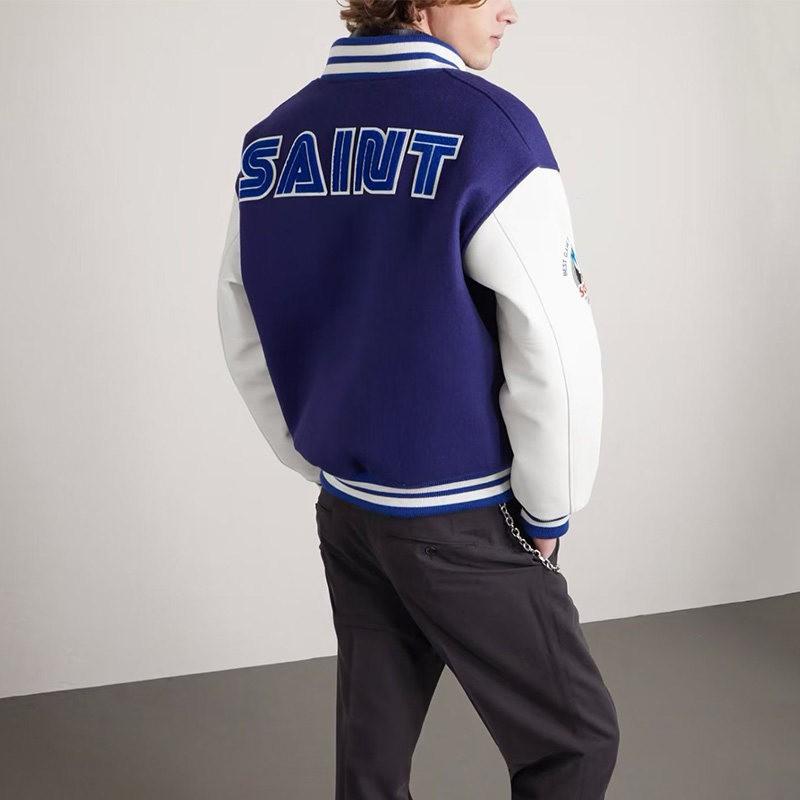 Saint Michael X SEGA Sonic Hedgehog Embroidered Sleeve Baseball Jacket Unisex Oversized Streetwear