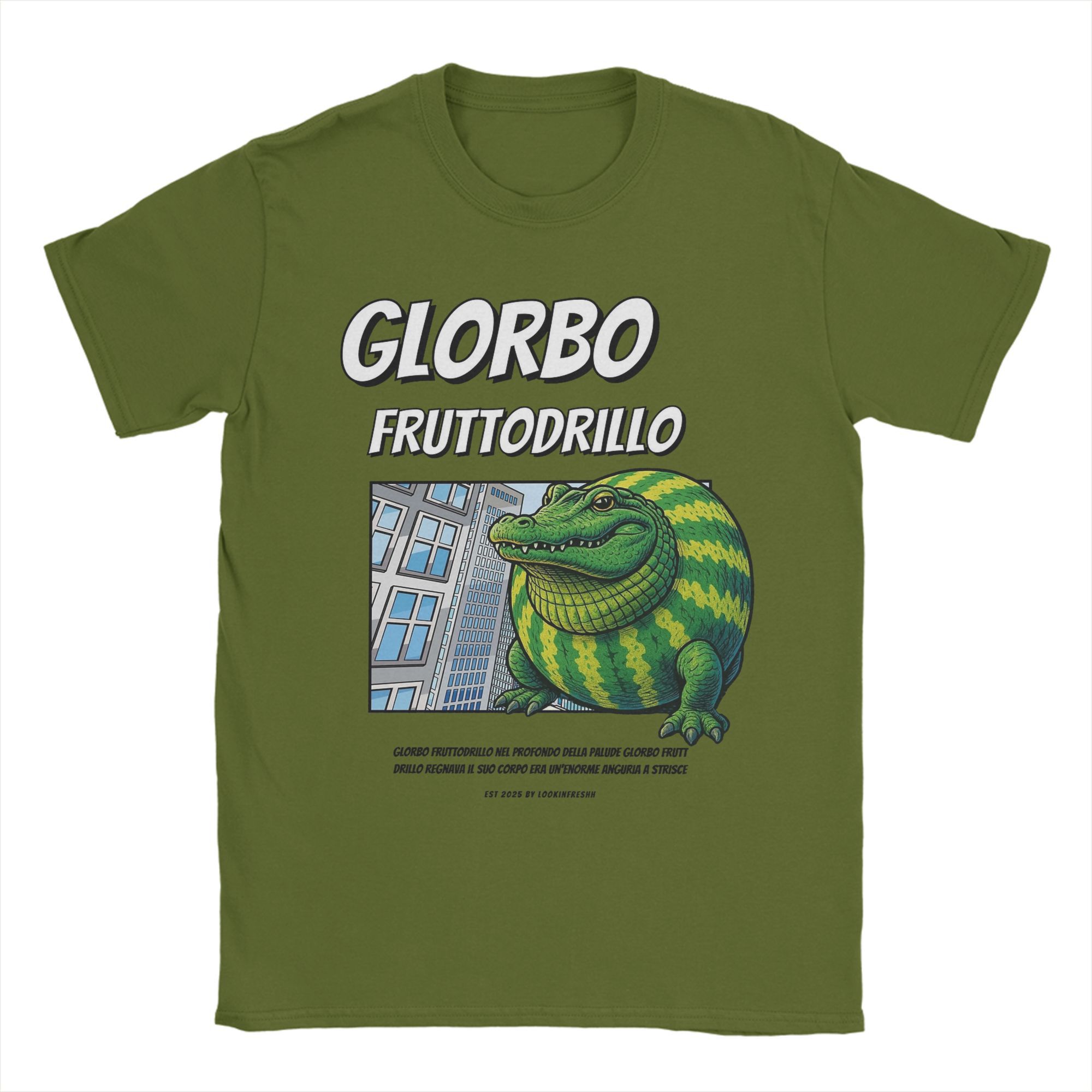 

Glorbo Fruttodrillo 90 s Comic Style Italian Brainrot T-Shirt for Men Pure Cotton Tee Shirt Short Sleeve T Shirt Adult Tops 4XL