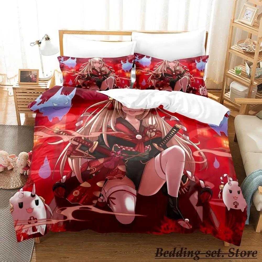 Nakiri Ayame Anime Bedding Set Single Twin Full Queen King Size Duvet Cover for Adult Kid Bedroom