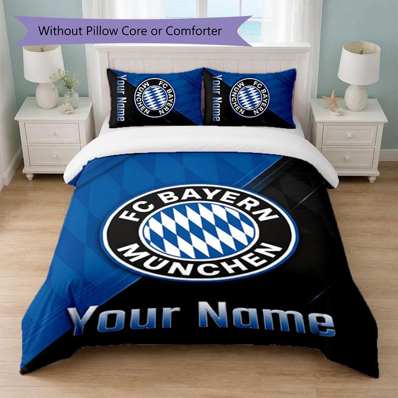 Set Biancheria da Letto Personalizzato Bayern Monaco con Nome Testo 1 Copripiumino+2 Federe Logo Calcio Regalo Personalizzato per Occasioni Speciali Decorazione Camera da Letto