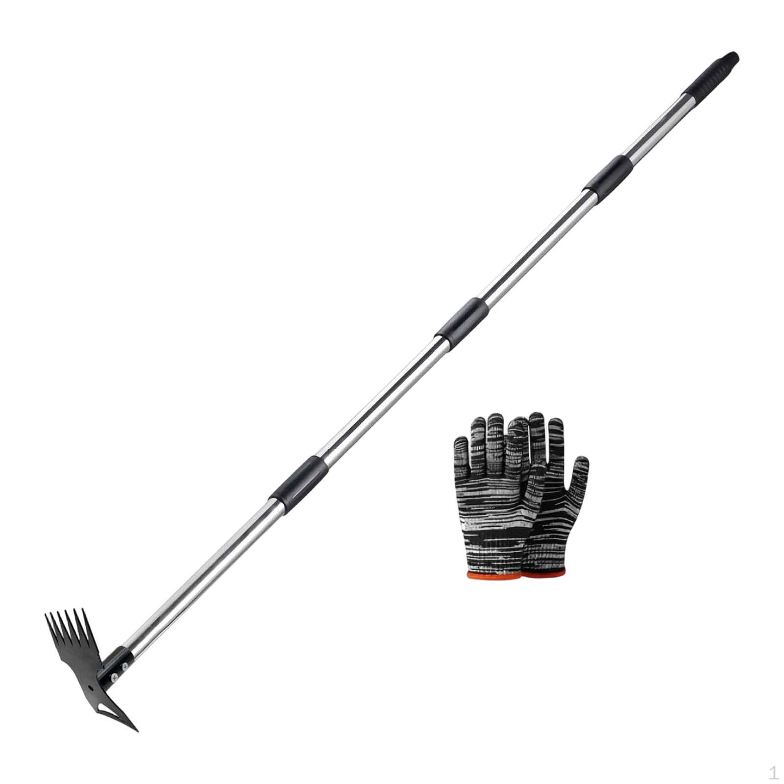 

Garden Hoe Weeding Rake Adjustable Handle Sturdy Stainless Steel Hand Weeds Removal Tool Manual S