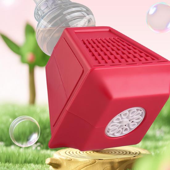 Macchina Bolle per Bambini Generatore Automatico di Bolle a Bottone Singolo Luci LED Colorate e Musica Lampada da Strada Creativa Giocattolo a Bolle per Feste all'Aperto E